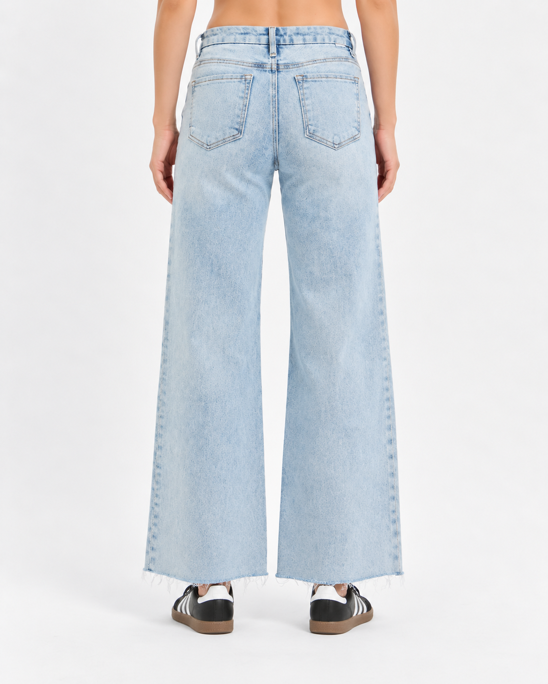 Risen Denim Summer MidRise Slouchy Wide Leg Jeans with Tummy Control