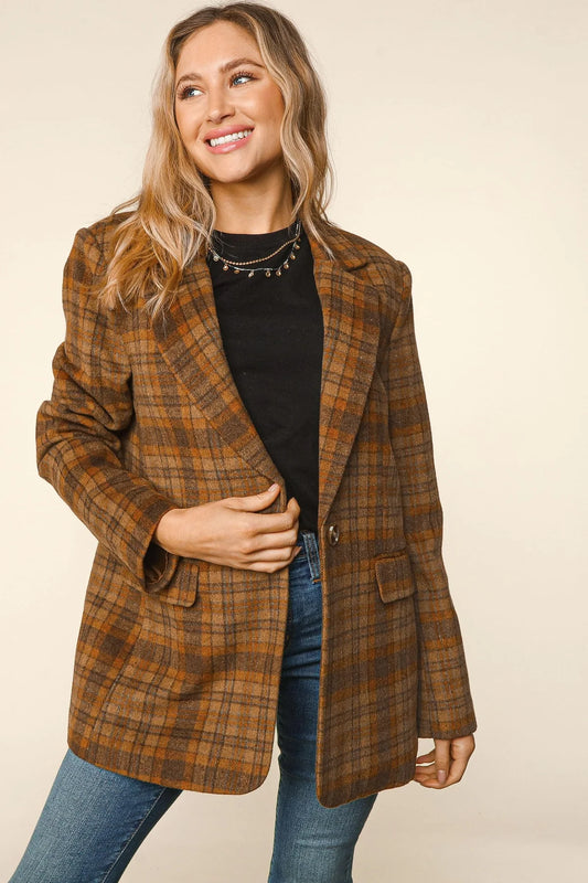 Bedford Plaid Collar & Lapel Button Down Blazer