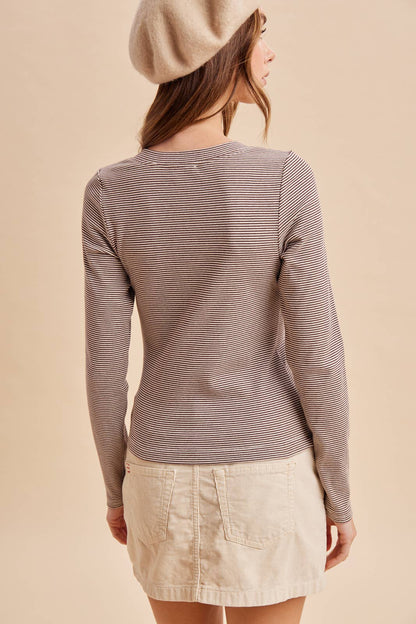 Between the Lines Striped Cotton Blend Cardigan Top