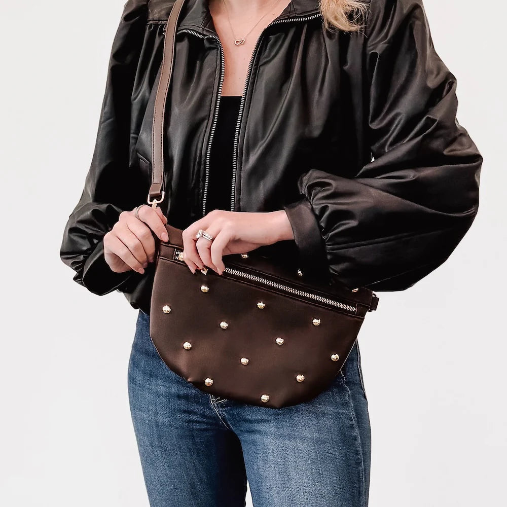 Chocolate Chic Gold Studded Westlyn Bum Bag