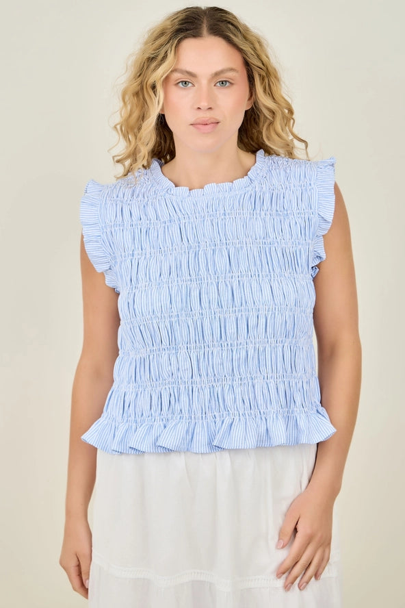 Cape Cod Cotton Blend Smock Sleeveless Blouse