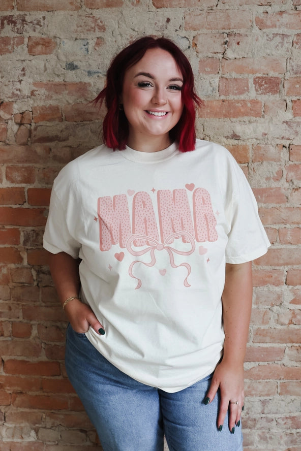 Mama Bow Comfort Colors Graphic Tee Custom Order- Est. Arrival 10-14 Business Days after close