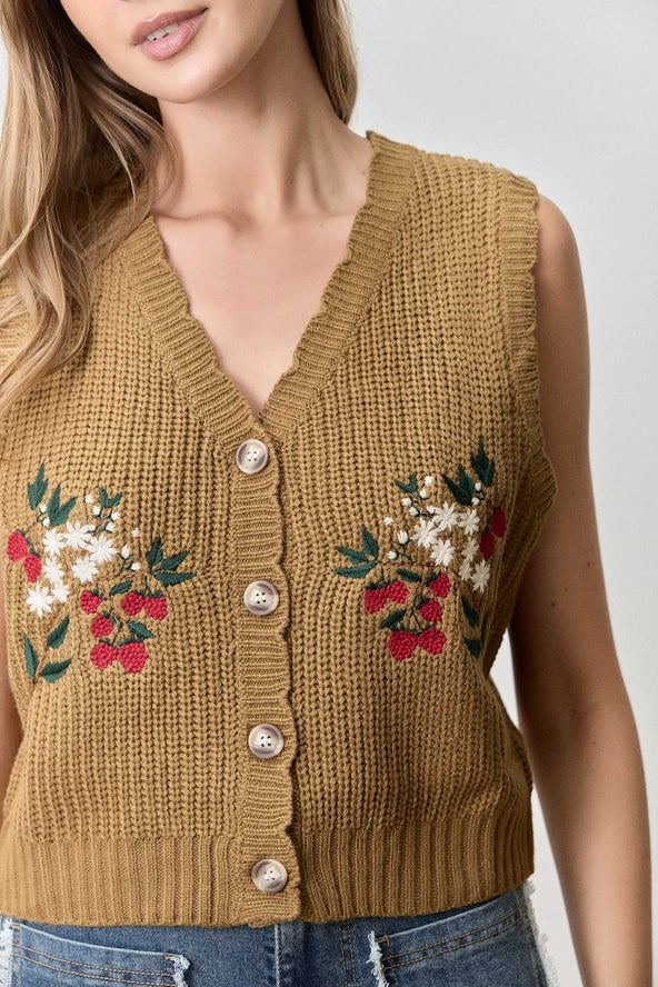 Fresh Picked Knit Button Up Vest
