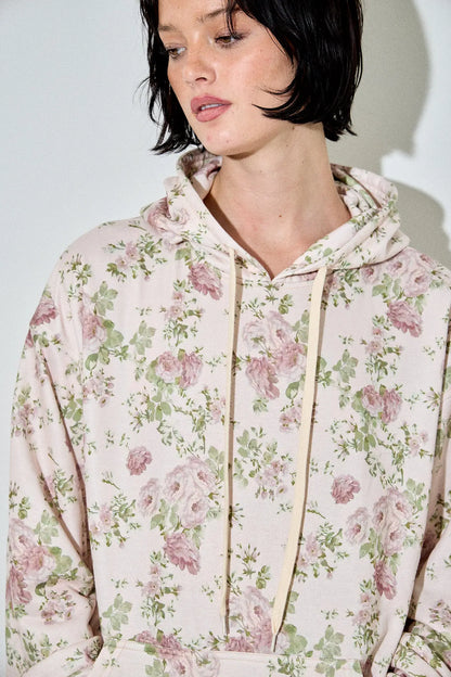 Secret Garden Floral Pullover Drawstring Hoodie