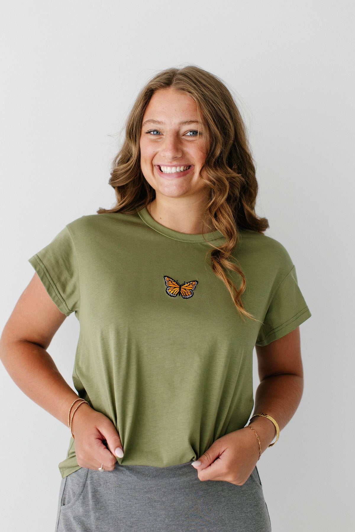 Monarch 100% Cotton Embroidered Butterfly Tee