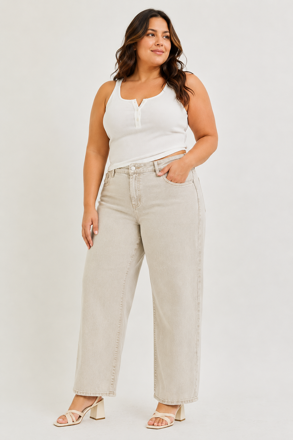 Risen Jeans Bobbi Slouchy Crop Barrel with Adjustable Waist