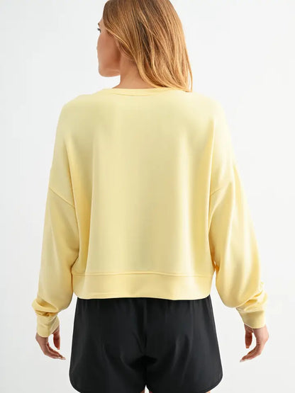 Rise + Shine Luxe Modal Pullover & Short Set in Butter Yellow