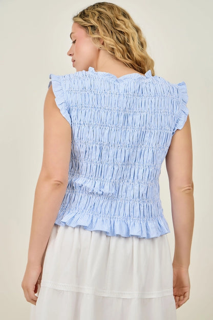 Cape Cod Cotton Blend Smock Sleeveless Blouse