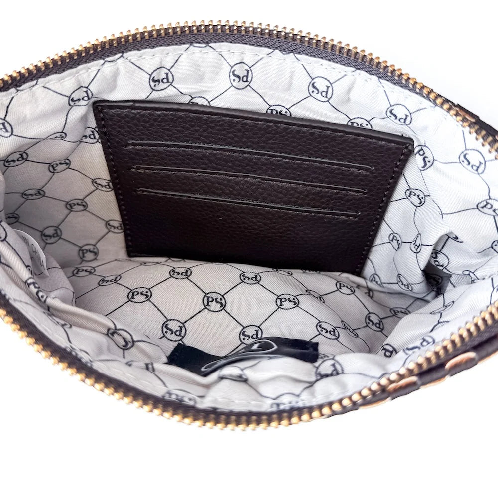 Emma Checkered Clutch Wristlet-Vegan leather