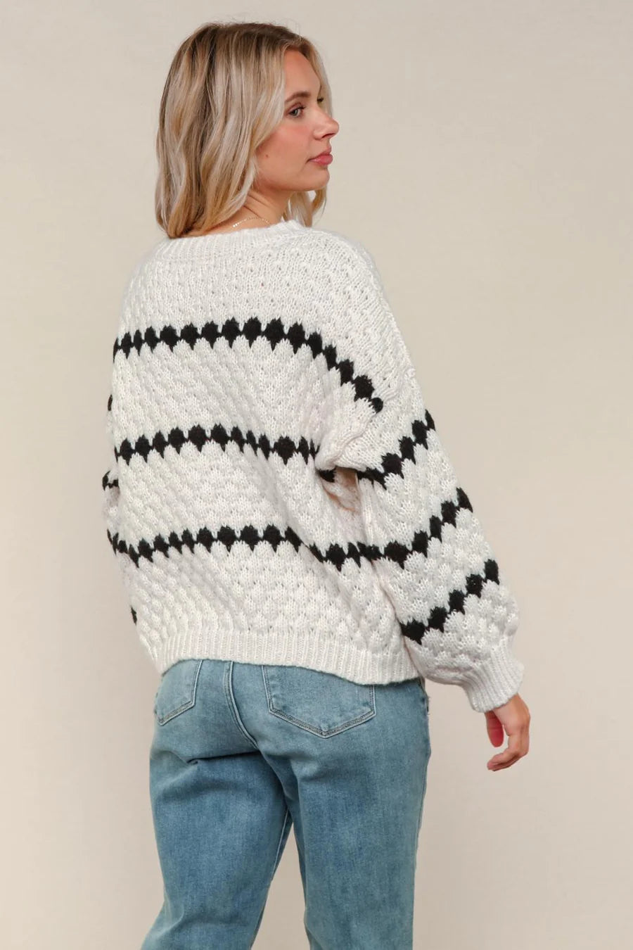 Ivory & Black Denver Stripe Sweater