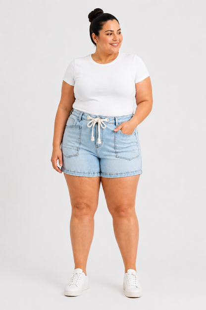 Risen Jeans Malibu Slouchy Shorts with Drawstring Waist