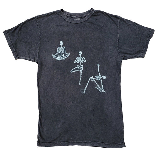 Skeleton Yoga Black Mineral Wash Tee