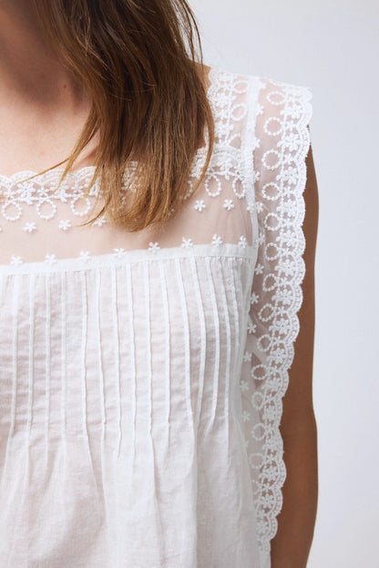 Solstice 100% Cotton Side-Tie Lace Top