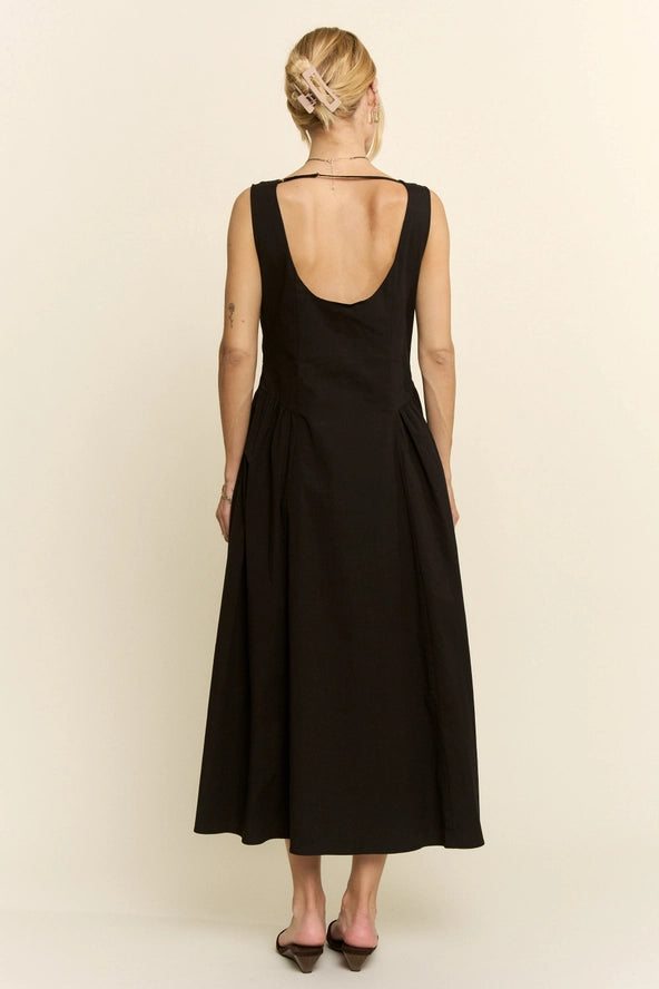 Back in Black Cotton A-Line Sleeveless Midi Dress