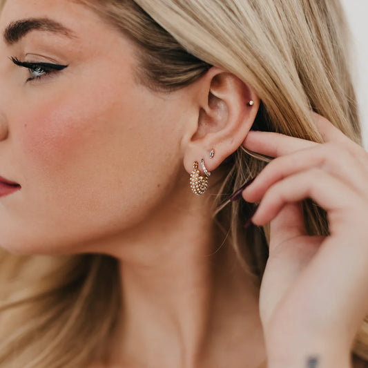 Hailey Huggie Pearl Earrings WATERPROOF