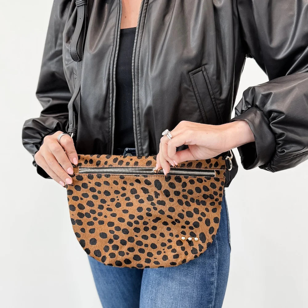 Leopard Print Calf Hair Bag-Vegan Leather