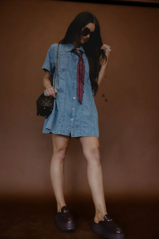 Mesa Cotton + Tencel Blend Button Up Denim Dress