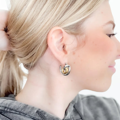 Hillary Two Tone Hoops - WATERPROOF