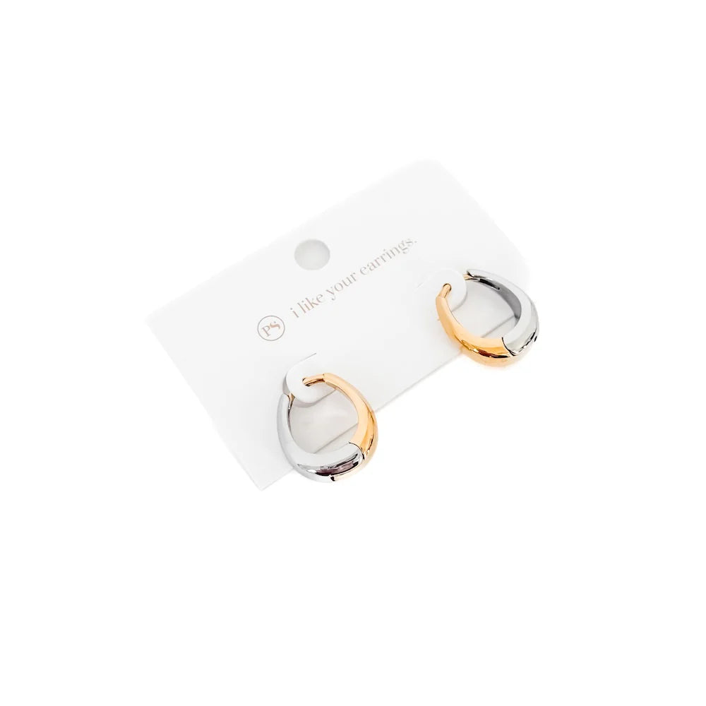 Helena Waterproof Huggie 2 Tone Earrings
